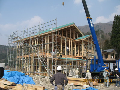飛騨の匠、木造住宅２階建て新築工事　白川村