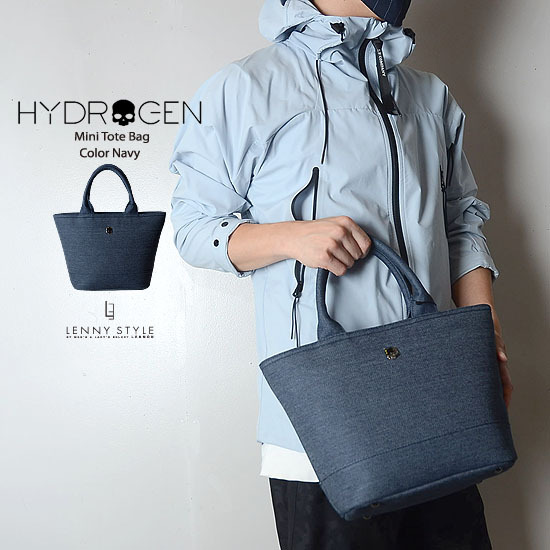 ハイドロゲン(HYDROGEN)ファスナー付きデニムミニトートバッグ(ショッピングバッグ)ネイビー ハイドロゲン(HYDROGEN)ファスナー付きデニムミニトートバッグ(ショッピングバッグ)ネイビー