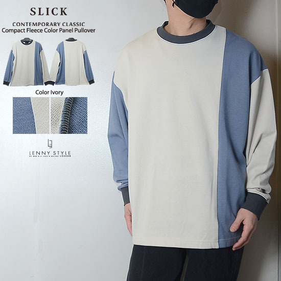 SLICK ( スリック ) プルオーバー カットソー - コンパクトフリース カラーパネル プルオーバー - アイボリー SLICK ( スリック ) プルオーバー カットソー - コンパクトフリース カラーパネル プルオーバー - アイボリー