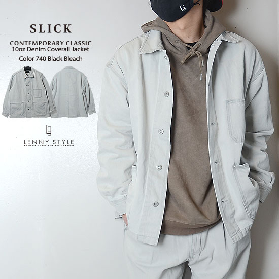 SLICK ( スリック ) デニム カバーオール ジャケット - 10オンス デニム - ブラックブリーチ SLICK ( スリック ) デニム カバーオール ジャケット - 10オンス デニム - ブラックブリーチ