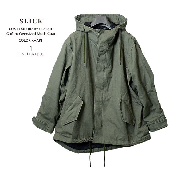 SLICK (スリック)オックスフォードオーバーサイズモッズコート カーキ SLICK (スリック)オックスフォードオーバーサイズモッズコート カーキ