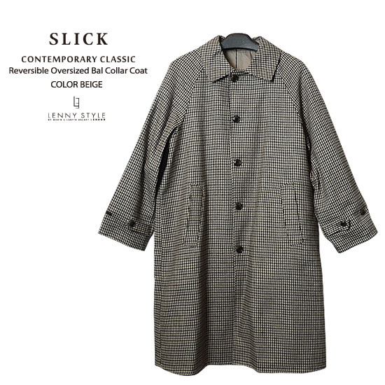 SLICK (スリック)リバーシブルオーバーサイズバルカラーコート-ベージュ SLICK (スリック)リバーシブルオーバーサイズバルカラーコート-ベージュ