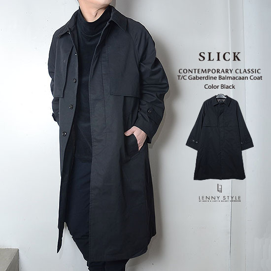 SLICK(スリック)ギャバジンバルマカーンコート(スプリングコート)ブラック SLICK(スリック)ギャバジンバルマカーンコート(スプリングコート)ブラック