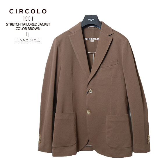 CIRCORO 1901(チルコロ 1901)鹿の子ストレッチテーラードジャケット-ブラウン CIRCORO 1901(チルコロ 1901)鹿の子ストレッチテーラードジャケット-ブラウン