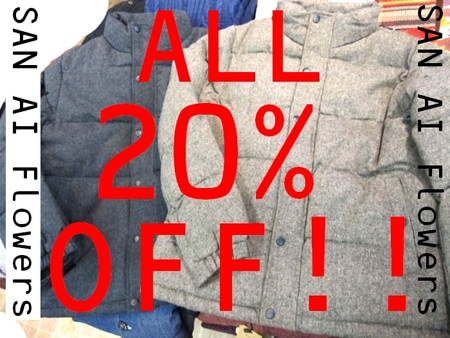 昨日入荷したばかりのメンズITEMも20%OFFですよ☆