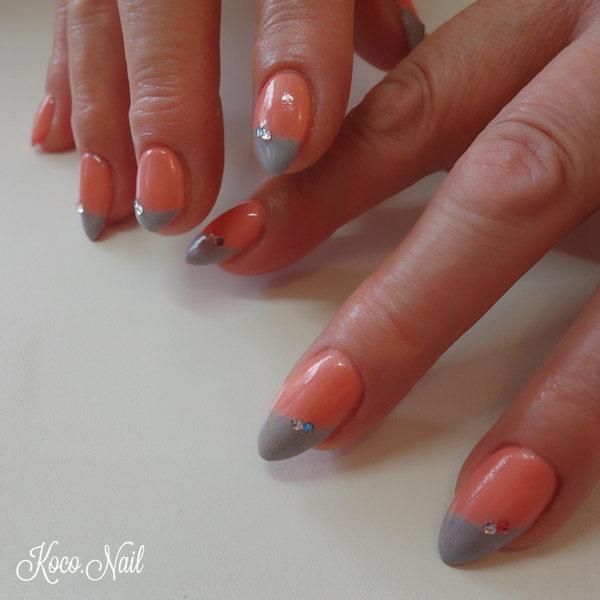 お客様ネイル サーモンピンク Koco Nail Yosa La Base