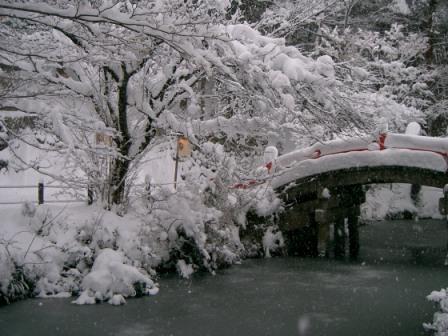 初詣は雪の中