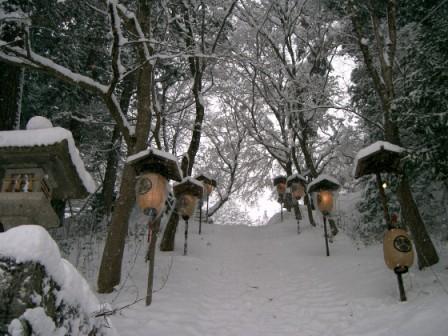 初詣は雪の中