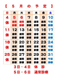 5月の予定