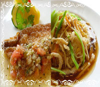 甘鯛のムニエル&豚肉と五目野菜のあんかけ炒飯
