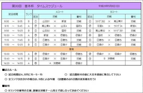 第30回釜本杯日程