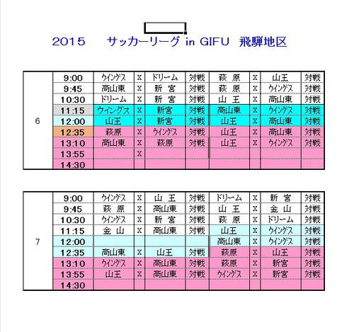 リーグ戦第６節、第７節