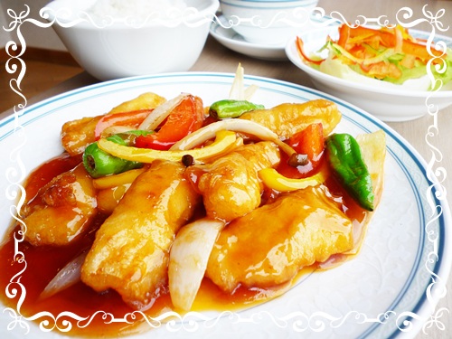 白身魚の甘酢あん 今日のﾗﾝﾁ 5月8日