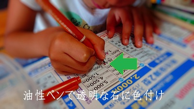透明な石に色付け