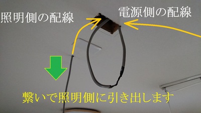繋いで照明側に引き出します