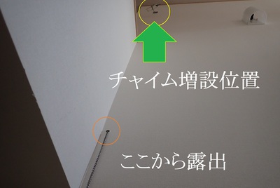 階段室での通線作業