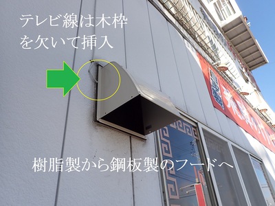 樹脂製から鋼板製のフードへ