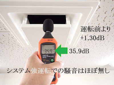 システム強運転での騒音はほぼ無し