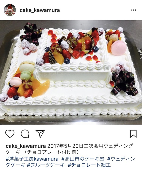 17年5月日二次会用ウェディングケーキ 洋菓子工房kawamura