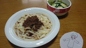 冷しぶっかけ肉うどんが美味しくて(*´з`)