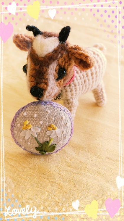 ミントカフェさんでリボン刺繍ブローチ作り♪
