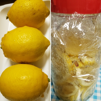 無農薬レモンでシロップ作り♪