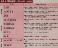 おもな　『脳の障害』を引き起こす原因