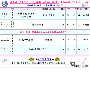 ☆★魚祭8月ランチメニュー★☆
